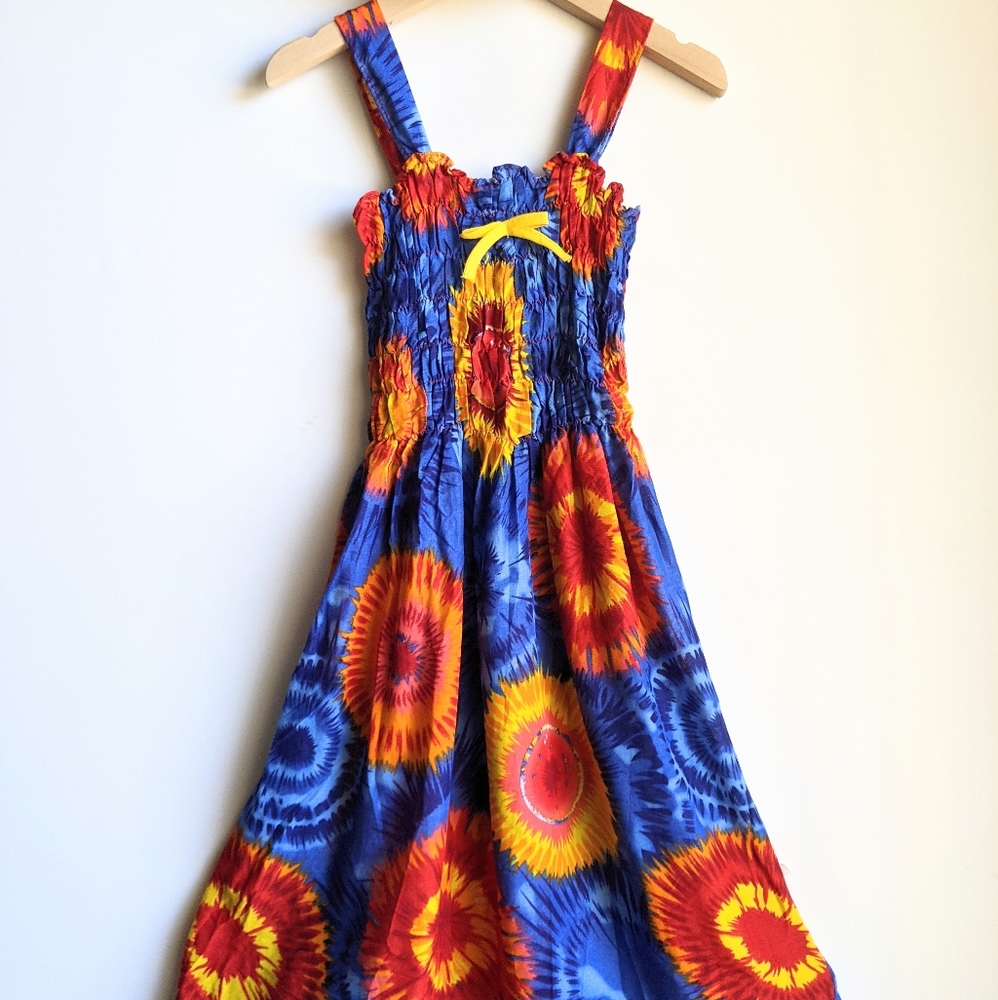Girls Tie Dye Summer Blue Dress Size 7 yrs